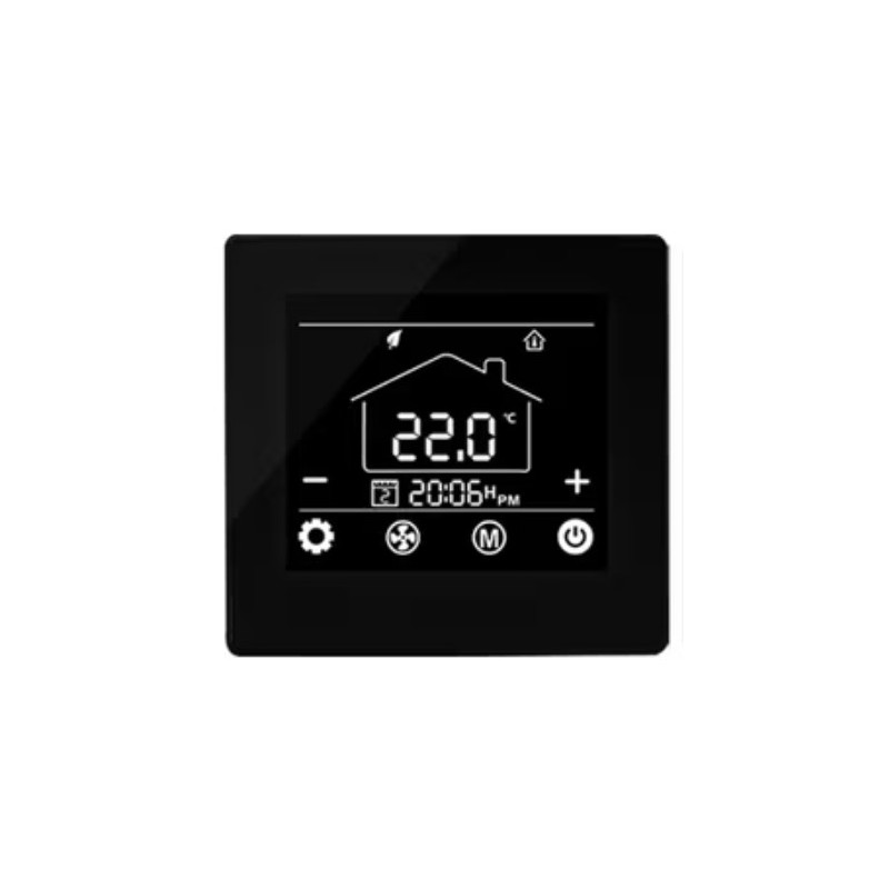 FT-09 WIFI Fan coil Θερμοστάτης τοίχου Μαύρος με αισθητήριο θερμοκρασίας νερού